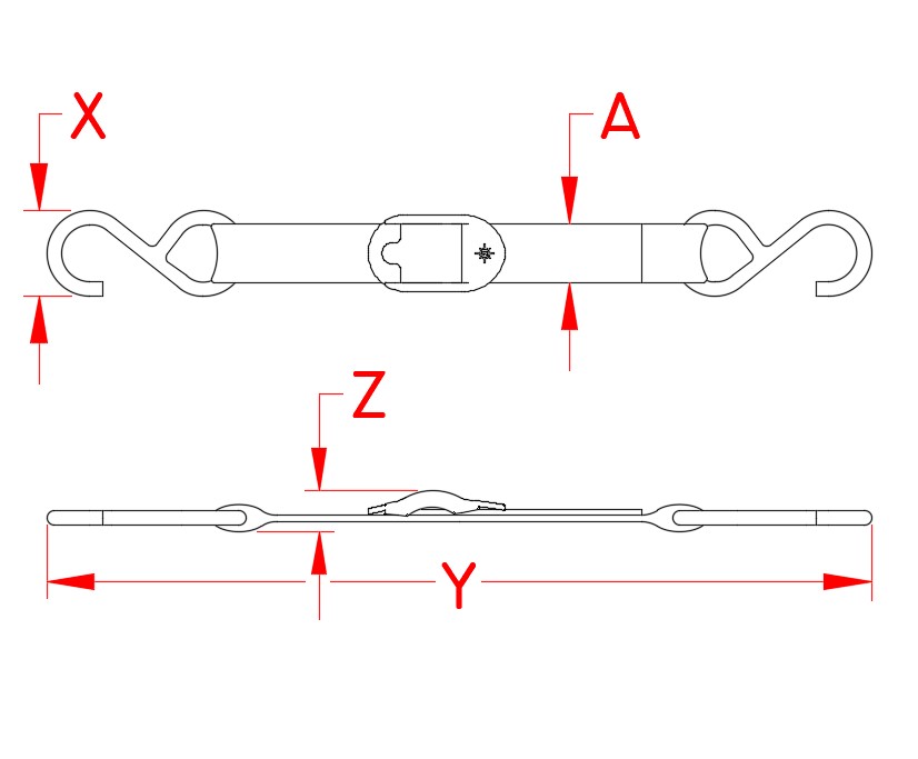 Cover Tie-Down Kit, stainless steel Star Adjuster, stainless steel welded Cover Tie-Down Kit, stainless steel Star Adjuster, stainless steel welded